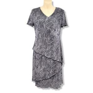Connected Petite Women's Polka‎ Dot Tiered Asymmetrical Slinky Dress Size 4P